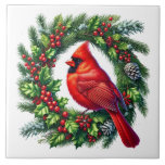 Holiday Cardinal Ceramic Tile Kakelplatta<br><div class="desc">This ceramic tile is shown with a festive Christmas cardinal bird art print.
Large size shown.</div>