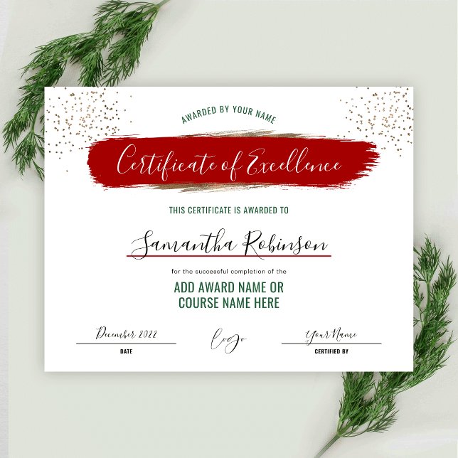 Holiday Certificate of Excellence Award Röd Guld (Skapare uppladdad)