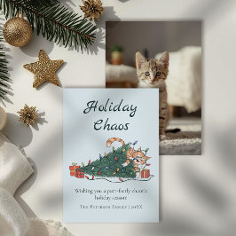 Holiday Chaos Funny Cat Christmas Card Julkort