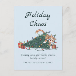 Holiday Chaos Funny Cat Christmas Postcard Helg Vykort
