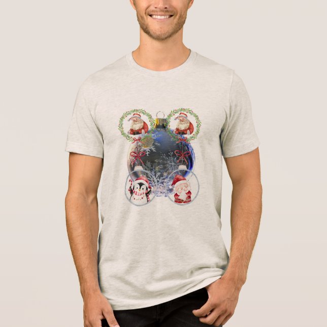 Holiday Characters on a Snowflake Ornament T Shirt (Framsida)