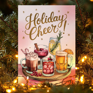 Holiday Cheer Cocktail Drinks Brick Julkort Helgkort