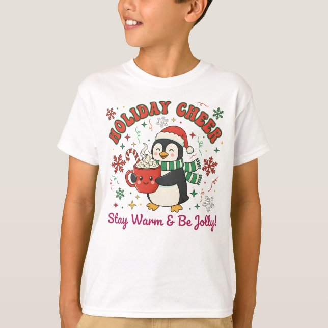 Holiday Cheer Penguin  T Shirt (Framsida)