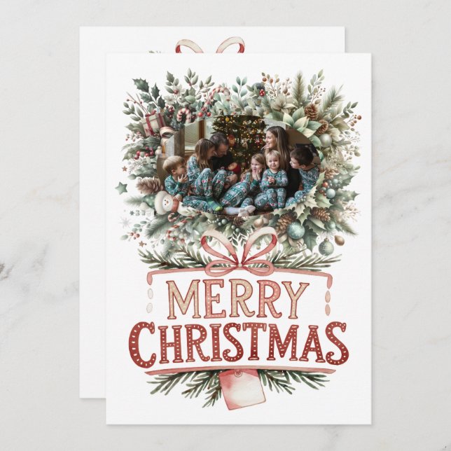 Holiday Cheer: Personalized Family Greeting Julkort (Fram/baksida)