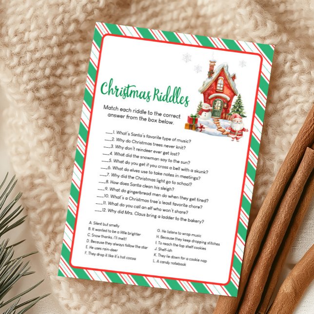 Holiday Christmas Party Christmas Riddles Game Julkort (Christmas Party Games)