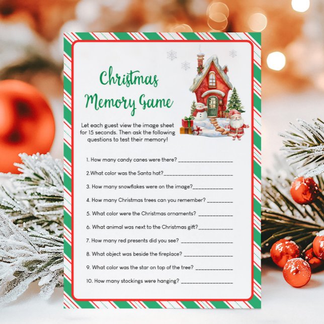 Holiday Christmas Party Memory Game Julkort (Skapare uppladdad)