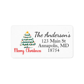 Holiday Christmas Tree Return Address Label Adressetikett