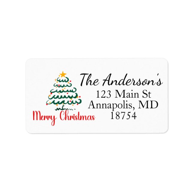 Holiday Christmas Tree Return Address Label Adressetikett (Framsidan)