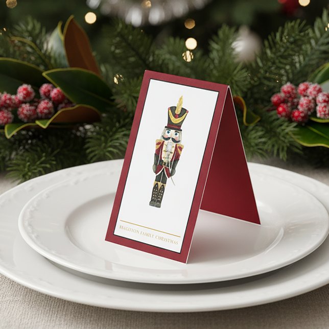 Holiday Christmas Watercolor Nutcracker Place Card Kort (Skapare uppladdad)