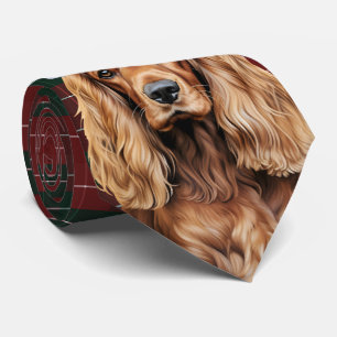 Holiday Cocker Spaniel Hund med julplaid Slips