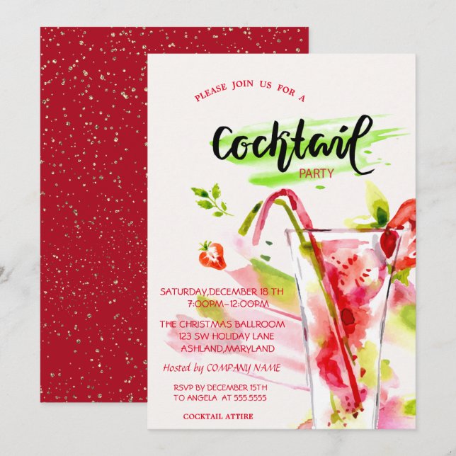 Holiday Cocktail Confetti Company Jul I Inbjudningar (Fram/baksida)