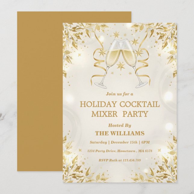 Holiday Cocktail Mixer Party Inbjudningar (Fram/baksida)