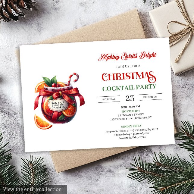 Holiday Cocktails Festive Drinks Christmas Party Inbjudningar (Elegant Holiday Cocktails Party Printable Invitation

)