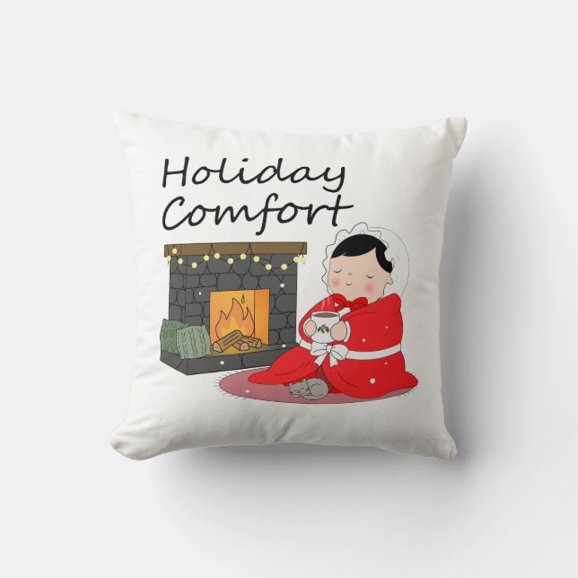 Holiday Comfort - Christmas themed Throw Pillow Kudde (Framsida)
