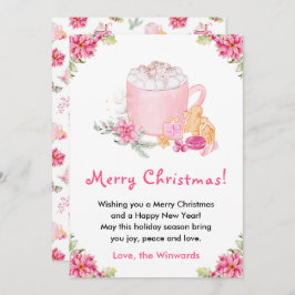 Holiday Cookies and Cocoa Pink Merry Christmas Julkort
