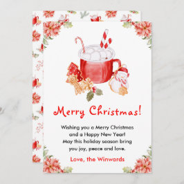 Holiday Cookies and Cocoa Red Merry Christmas Julkort