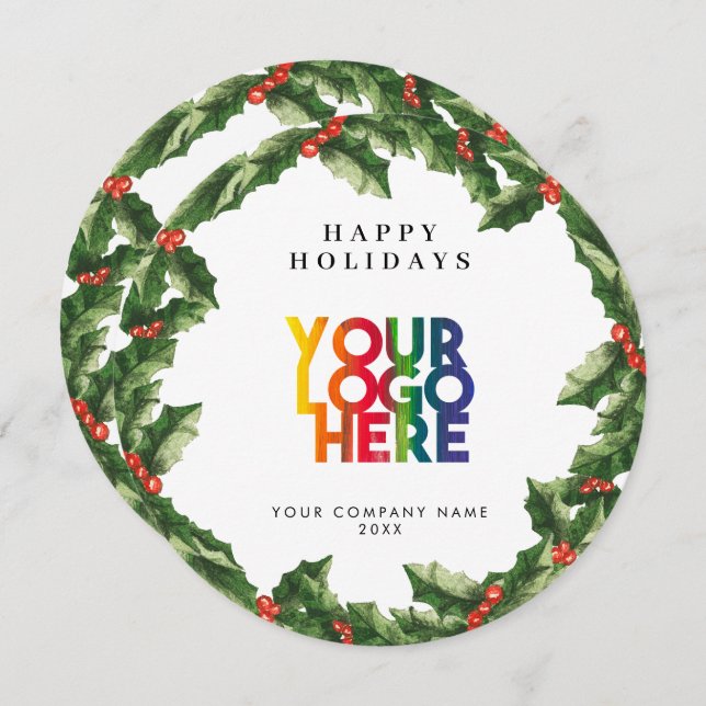 Holiday Corporate Business Logo Christmas Wreath (Fram/baksida)
