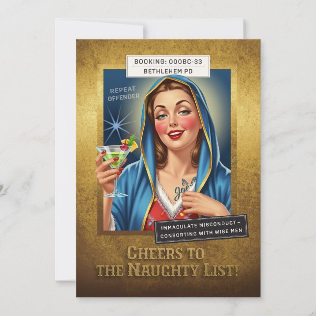 Holiday Crimes Unit – Virgin Mary, Naughty or Nice Inbjudningar (Framsida)