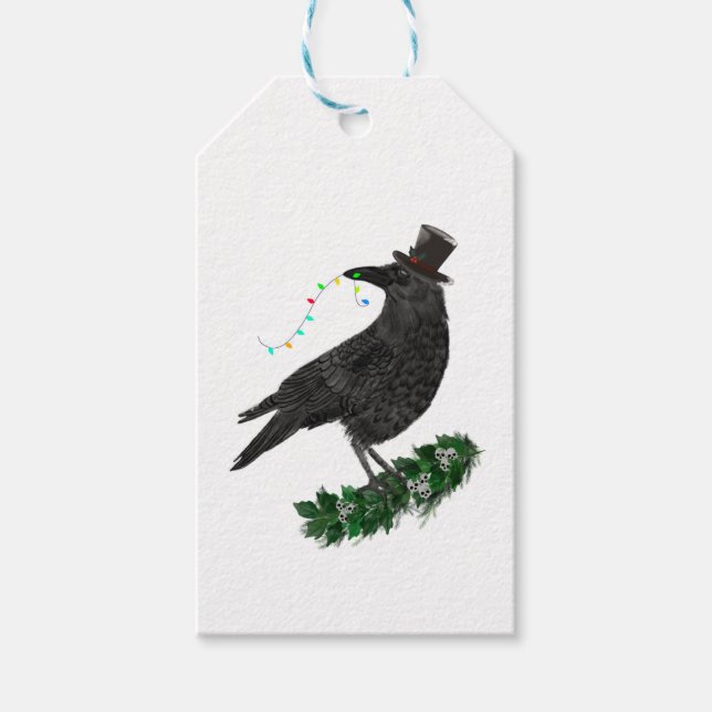 Holiday Crow with Top Hat Presentetikett (Framsidan)