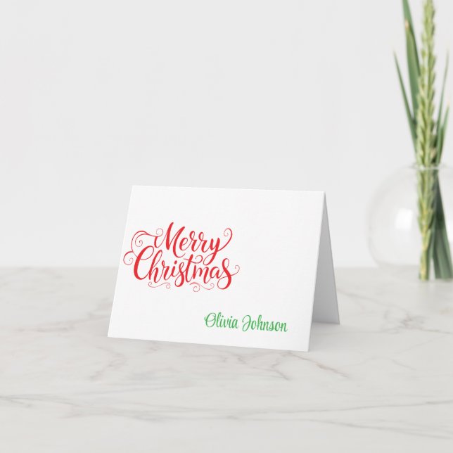Holiday Custom Name Folded Note Cards Tack Kort (Framsida)