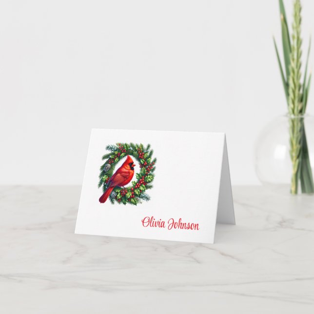 Holiday Custom Name Folded Note Cards Tack Kort (Framsida)