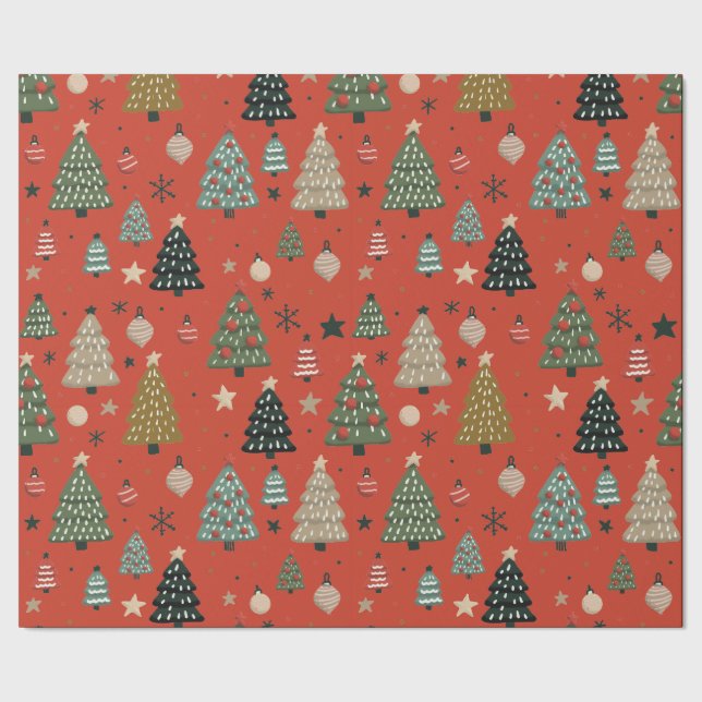 Holiday Echoes-Red Wrapping Paper Presentpapper (Seam)