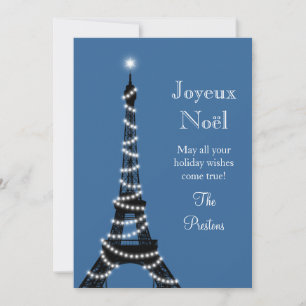 Holiday Eiffel Tower-kort blå Julkort