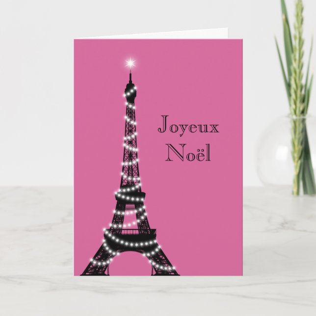 Holiday Eiffel Tower-kort fuchsia Helgkort (Framsida)