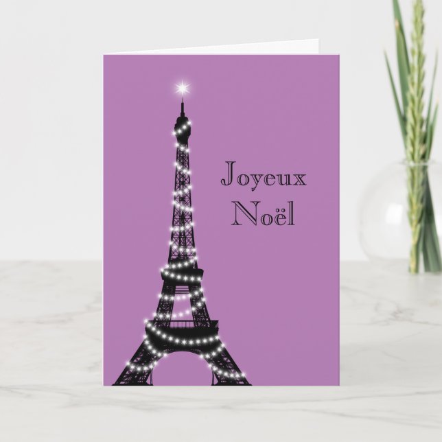 Holiday Eiffel Tower-kort lila Helgkort (Framsida)