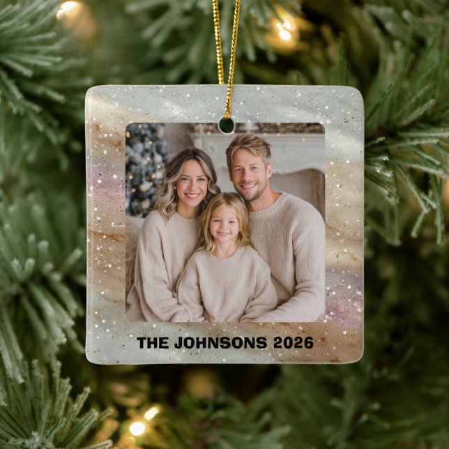 Holiday Family Photo Christmas Ornament (Träd)