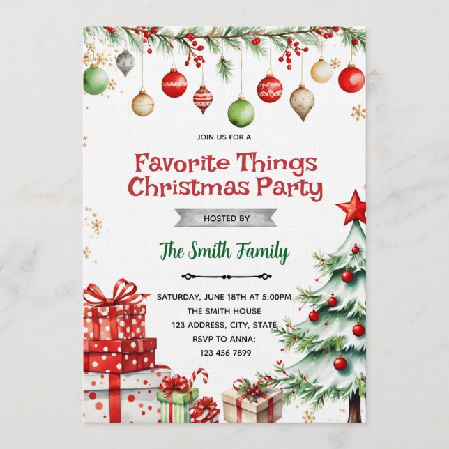 Holiday Favorite Things Party Invitation Inbjudningar (Framsida)