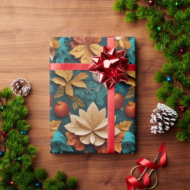 Holiday Floral Elegance Presentpapper (Julgåva)