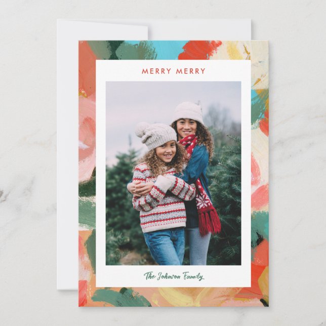 Holiday Floral Painted Border  Julkort (Framsida)