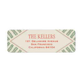 Holiday Foliage Quadrant Ivory and Green Returadress Etikett