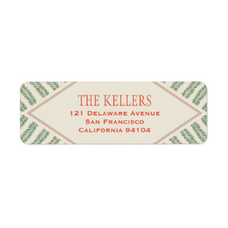 Holiday Foliage Quadrant Ivory and Green Returadress Etikett