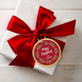 Holiday Folk Wreath Gift Favor Tags Gåvor Etiketter