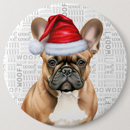 Holiday Frenchie Santa Dog on Woof Background Knapp