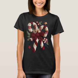 Holiday Fun - Candy Canes Faux Yarn T Shirt