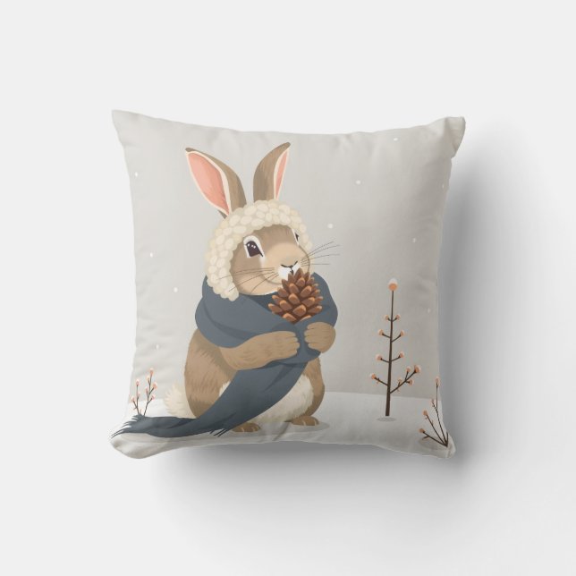 Holiday fun rabbit style winter wonder kudde (Framsida)