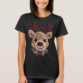 Holiday Fun - Red Nose Reindeer Faux Yarn T Shirt