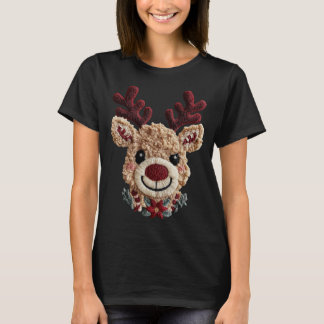 Holiday Fun - Red Nose Reindeer Faux Yarn T Shirt