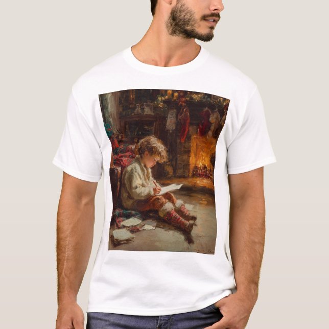 Holiday Glow – A Child’s Quiet Moment by the Fire T Shirt (Framsida)