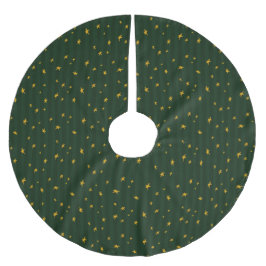 Holiday Green Yellow Star Stripe Christmas Julgransmatta Borstad Polyester
