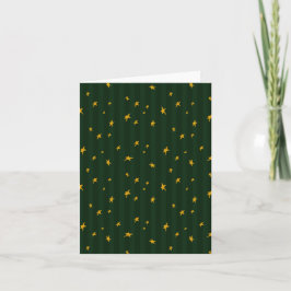 Holiday Green Yellow Star Stripe Christmas Kort
