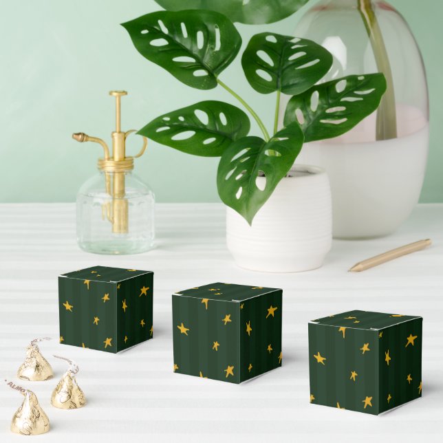 Holiday Green Yellow Star Stripe Christmas Presentaskar (Multipel)