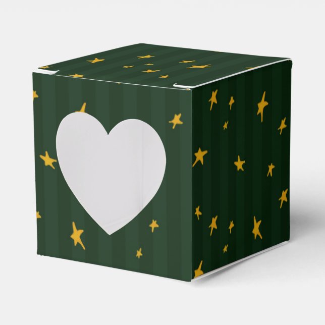 Holiday Green Yellow Star Stripe Christmas Presentaskar (Framsidan Sidan)