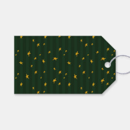 Holiday Green Yellow Star Stripe Christmas Presentetikett