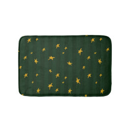 Holiday Green Yellow Stripe Star Christmas  Badrumsmatta