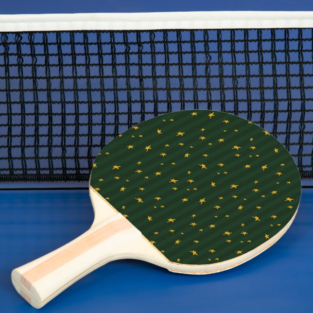 Holiday Green Yellow Stripe Star Christmas  Pingisracket (Insitu)