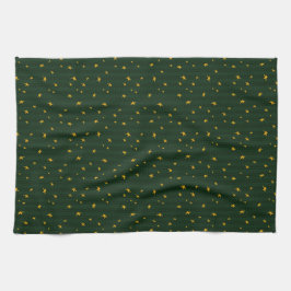 Holiday Green Yellow Stripe Star Jul  Kökshandduk
